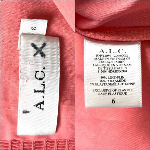 ALC Linen Off Shoulder Puff Sleeve Ruched Sweetheart Neck Smocked Babydoll Dress - Picture 9 of 10